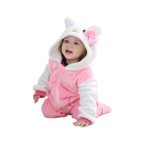 Baby Premium Plüsch Kigurumi Overall - Hello Kitty #weiß-rosa