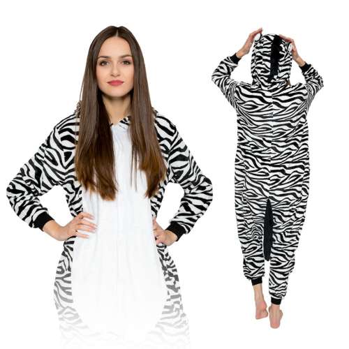Adult Plush Plush Plush Pigurumi Jumpsuit - Zebra #black-and-white 31587906