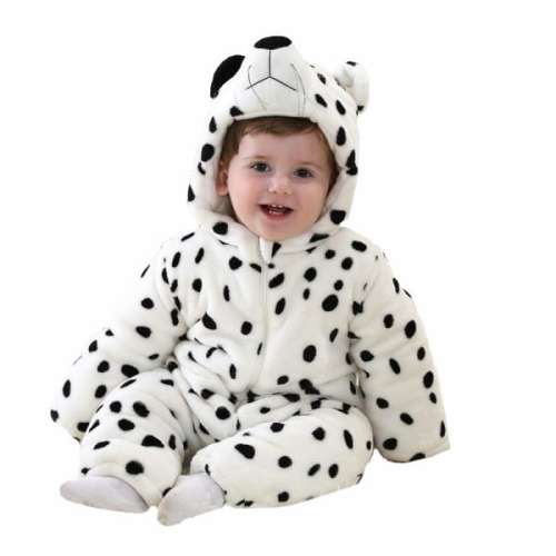 Baby Premium Plush Pigurumi Baby Jumpsuit - Teddy #black-white 31587919