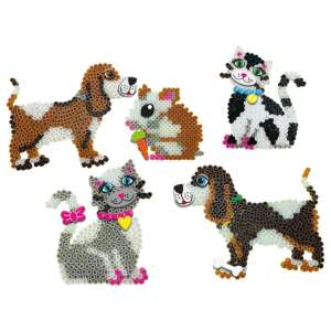 SES Beedz iron-on beads animal set, includes 5 animal designs: 2 dogs, 2 cats, and a hamster - SES Creative