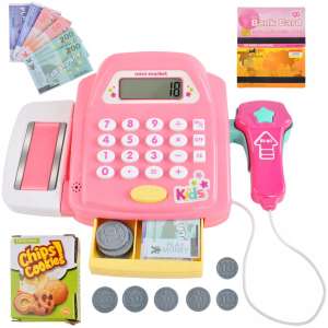 Interaktív játék pénztárgép vonalkód olvasóval, játékpénzzel és bankkártyával - Nonbrand Interaktív gyerek játék