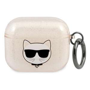 Etui Karl Lagerfeld Choupette do AirPods 3 z brokatem i karabińczykiem - Zestaw słuchawkowy
