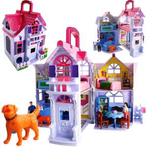 Összecsukható Babaház figurákkal és kiegészítőkkel #kék-rózsaszín