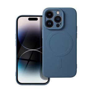 Blaue MagSafe Silikonhülle für iPhone 14 Pro mit iPhone Bildschirm - OEM Handyhüllen