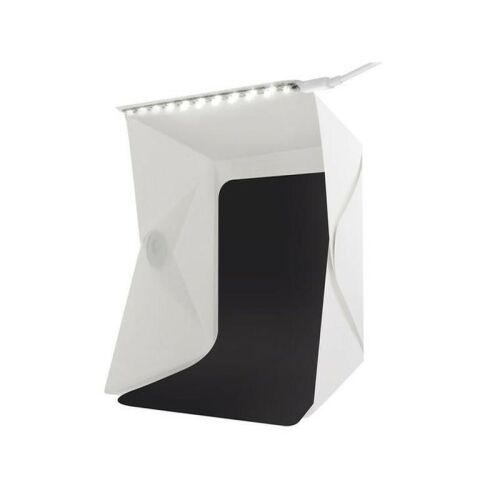 Light Room Photo Box with LED lighting and black backdrop