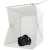 Light Room Photo Box with LED lighting, white foldable studio for product photography, example of use with camera