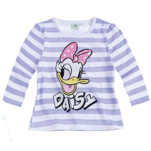 Purple and white striped long sleeve shirt for girls with Daisy Duck print, perfect for everyday wear. - Kids' Sweater & Cardigan