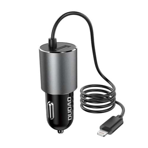 Nabíjačka do auta Dudao R5ProL 1x USB, 3,4A + Lightning kábel (sivá)
