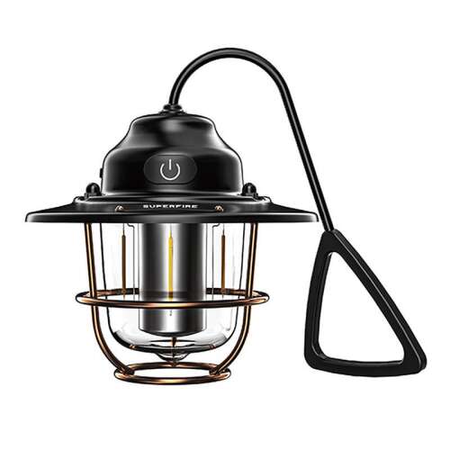 Superfire T57 Campinglampe, schwarz, wiederaufladbar, wasserdicht, mit Haken