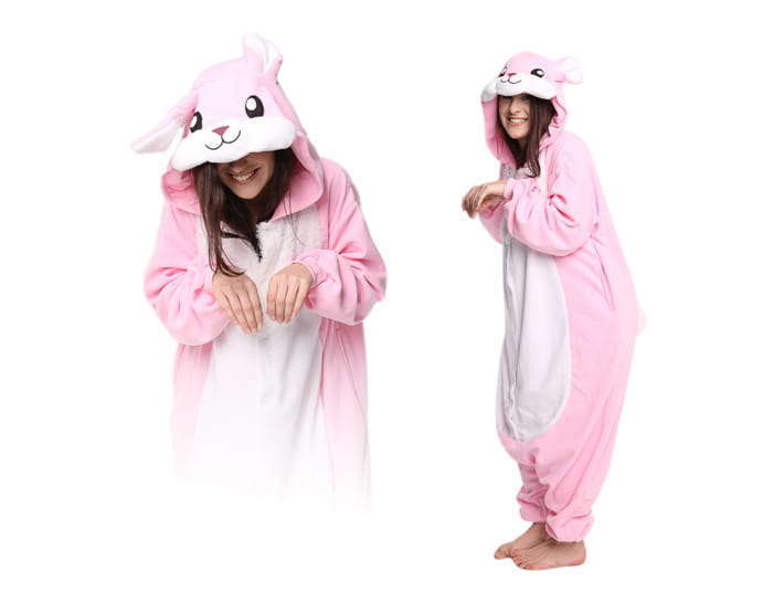 Felnőtt plüss Kigurumi overál - Nyuszi #rózsaszín