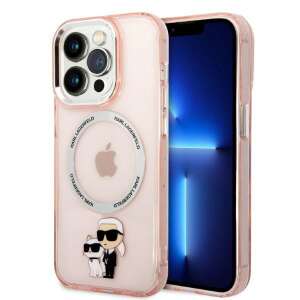 Karl Lagerfeld iPhone 14 Pro rosa Hardcase mit MagSafe, Karl & Choupette Design - Karl Lagerfeld Handyhüllen
