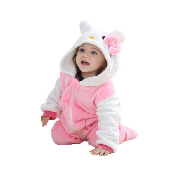 E-shop Detský plyšový overal Pigurumi Premium - Hello Kitty - white-pink