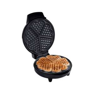 Aparat de gofre Bestron AWM700 în formă de inimă, deschis, arătând 5 gofre în formă de inimă - Aparate de făcut vafe