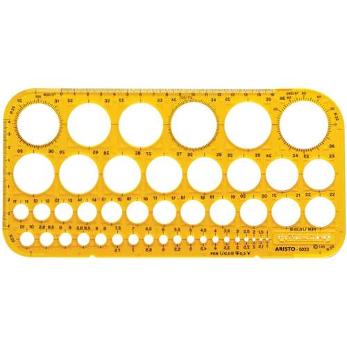 Aristo GEO5033 kör sablon, 36 különböző méretben, 1mm-36mm