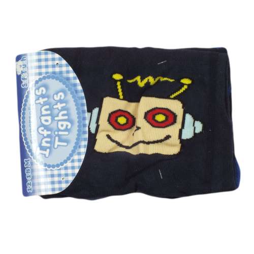 Sötétkék robot mintás baba harisnya, 12-18 hónapos, Infants Tights - Gyerek harisnya