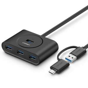 UGREEN USB 3.0 Hub с USB-C 3.1, 4 порта, OTG, черен - Ugreen
