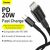 USB-C and Lightning Baseus High Density Braided Cable, 20 W, 5 A, PD, 2 m (black) 98998810