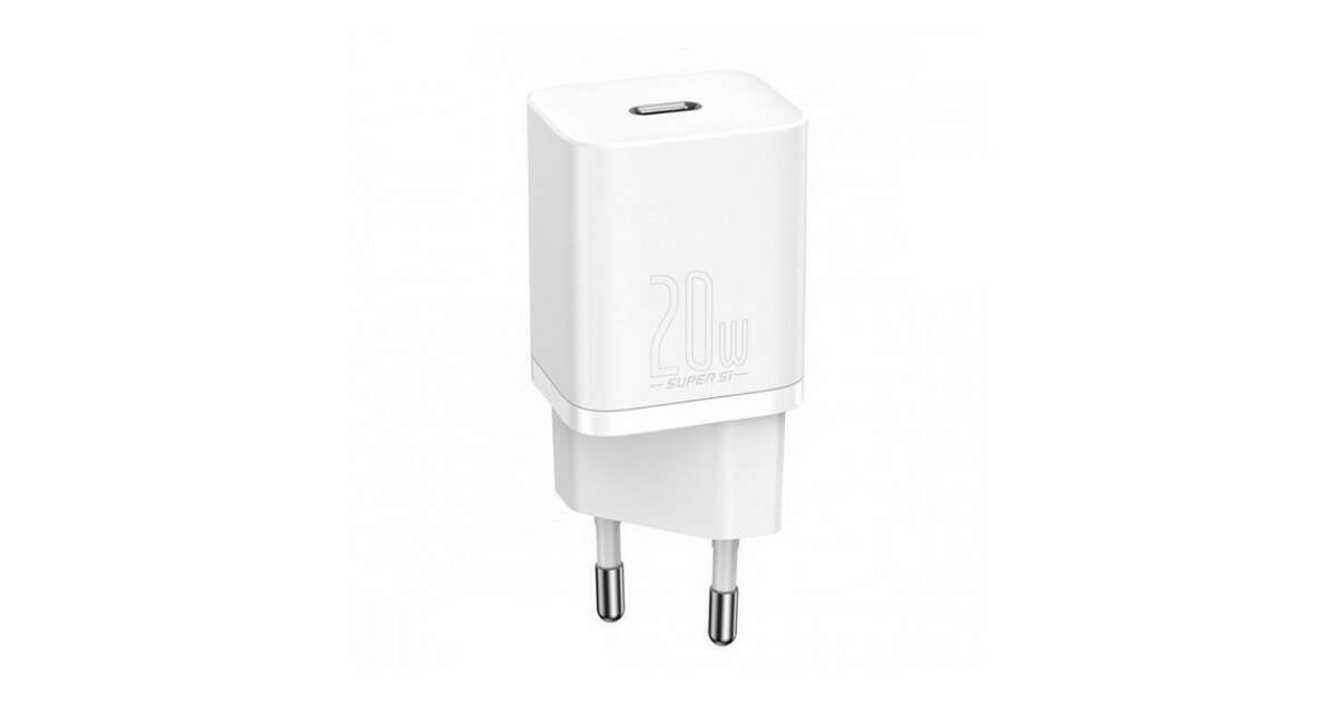 Adaptor încărcător de rețea, 20W, priză USB Type-C, încărcare rapidă, PD, Baseus Si, alb 100736307