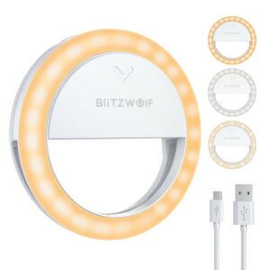 BlitzWolf BW-SL0 Pro Inel luminos LED cu luminozitate și temperatură de culoare reglabile, cablu de încărcare USB inclus - Lumini LED rotunde și lămpi rotunde
