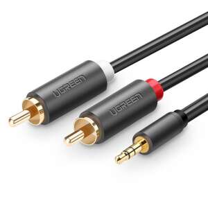 Cablu audio UGREEN AV102 3,5 mm la 2 RCA, 1 metru, negru - Cabluri RCA