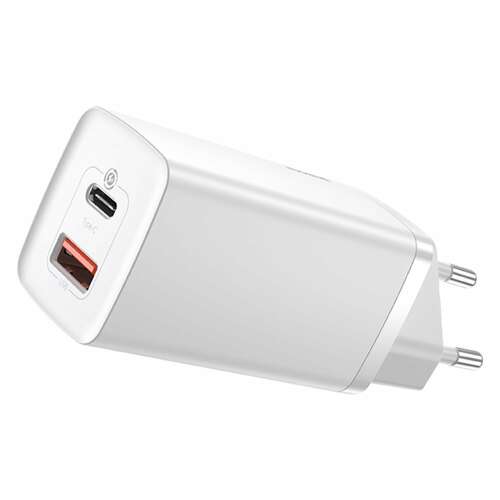 Ładowarka sieciowa Baseus GaN2 Lite 65W USB-C i USB, biała