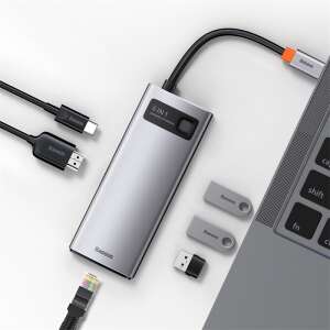 Baseus Metal Gleam Series 6 az 1-ben USB-C hub USB 3.0, HDMI és Ethernet portokkal, laptophoz és tartozékokhoz csatlakoztatva - Baseus