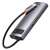 Baseus Metal Gleam Series 6-in-1 Multifunktions-Type-C HUB Docking Station Space Grau schrägansicht