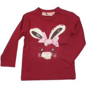 Tricou cu mânecă lungă Knot So Bad pentru fete cu imprimeu cu iepuraș, bordo - Knot So Bad