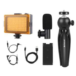 Live-Übertragungs-Kit Puluz-Stativhalterung + LED-Lampe + Mikrofon + Telefonklammer 65685622 Tripods