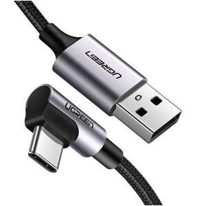 Кабел UGREEN US284 2m USB-C към USB-A, черен, ъглов конектор - Samsung USB кабел