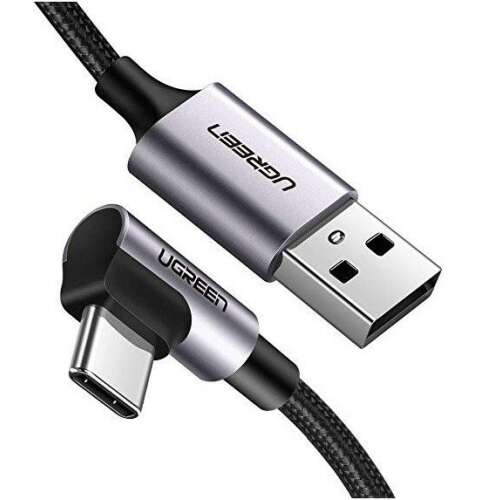 UGREEN US284 2m USB-C auf USB-A Kabel, schwarz, abgewinkelter Stecker
