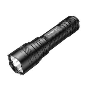 Superfire L6-H flashlight, black, angled view - Flashlight & Headlamp