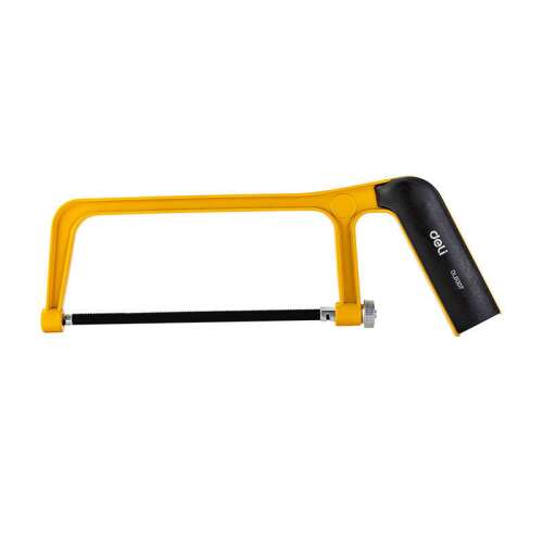 Deli Tools EDL6007 150mm mini hacksaw with yellow frame and black handle