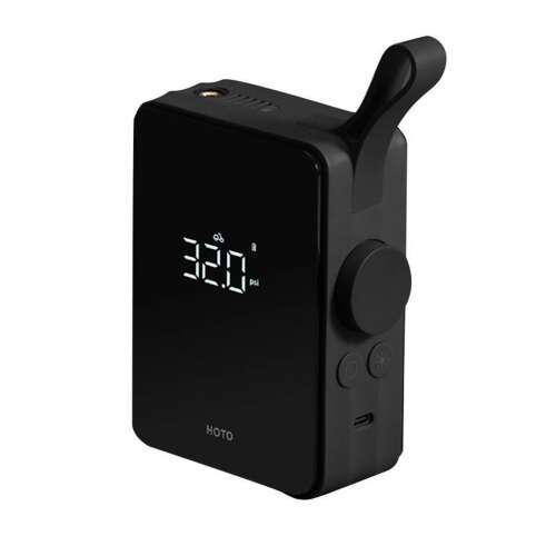 HOTO QWCQB001 hordozható elektromos gumifelfújó, fekete, digitális kijelzővel és nyomásmérővel