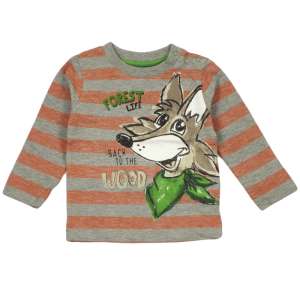 Tricou băieți Knot So Bad cu mânecă lungă cu imprimeu cu vulpe, gri și portocaliu cu dungi, confortabil pentru uzura de zi cu zi - Knot So Bad