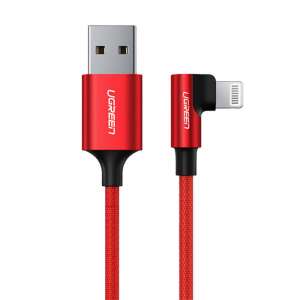UGREEN US299 czerwony kabel Lightning do USB-A pod kątem, 1 metr, szybkie ładowanie, transfer danych - Kabel Lightning