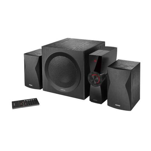 Sistem de difuzoare Edifier CX7 2.1, negru, cu subwoofer, difuzoare satelitare și telecomandă