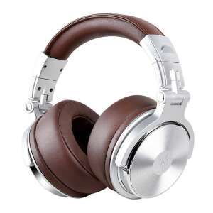 OneOdio Pro30 silver headphones with brown leather earcups - Peripheral