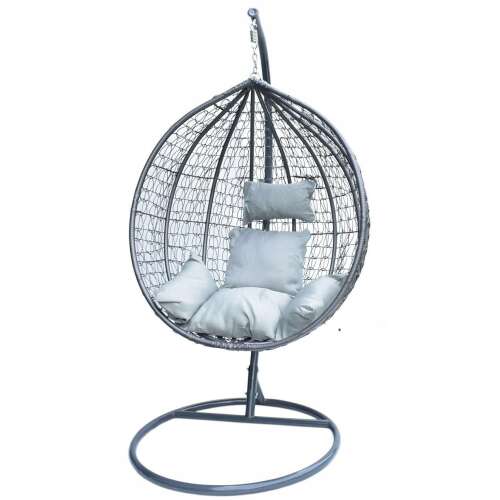 Aga Veľké záhradné hojdacie kreslo s vankúšmi - jednoduché #grey