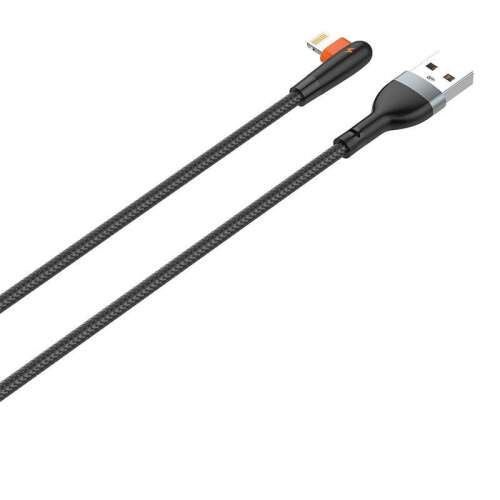 Кабел LDNIO LS562 USB-A към Lightning, 2.4A, 2m, черен, ъглов конектор