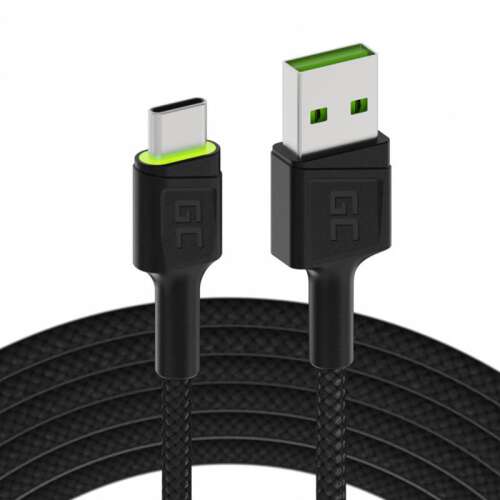 Cable USB - USB-C Green Cell GC Ray, 120cm, green LED, with Ultra Charge, QC 3.0 65692513