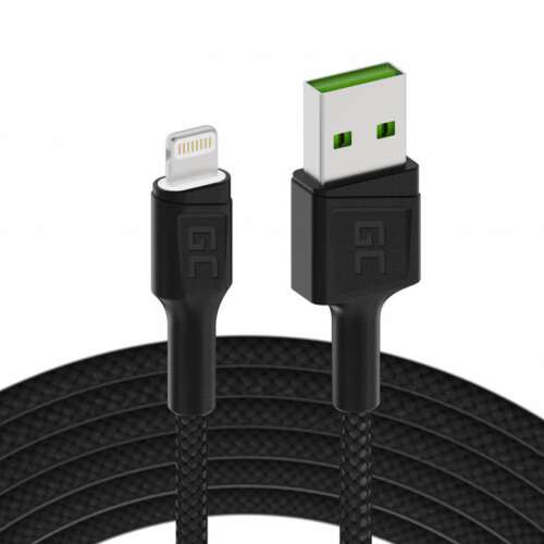 Green Cell GC Ray 120cm USB-A auf Lightning Kabel, schwarz, schnelles Laden, Datenübertragung