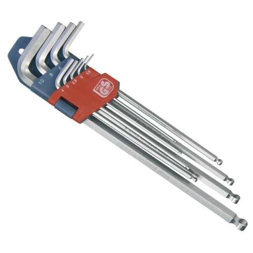 EXTOL PREMIUM 9 darabos hosszú imbuszkulcs készlet gömbfejjel, 1,5-10mm, 95-237mm - Kézi szerszám