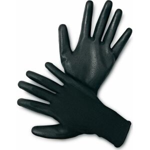 Schwarze Nylon-Arbeitshandschuhe mit Polyurethan-beschichteter Handfläche und Fingerspitzen, BUNTING BLACK - Arbeitshandschuhe