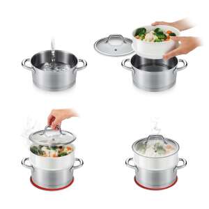 Tescoma PRESTO Kolaż użycia wkładu do gotowania na parze - Tescoma