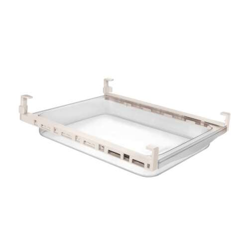Sertare FlexiSPACE Universal 290 x 240 mm, sertar transparent din plastic pentru frigider cu cleme albe