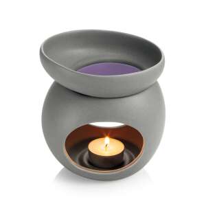 FANCY HOME Szary ceramiczny rozpuszczalnik wosku ze świeczką typu tealight - Świecznik