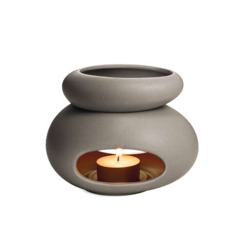 FANCY HOME Aroma Lamp, Stones, Grey, ceramic aroma diffuser for essential oils, with tea light