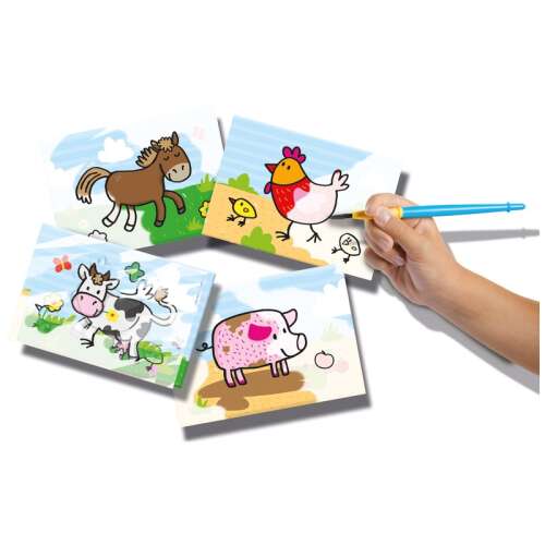 SES First Water Coloring Book Farm Animals, 4 cards with farm animals to color with water, includes brush