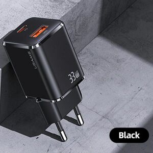 USAMS 33W Dual USB Ladegerät schwarze Farbe - USAMS Ladegeräte für Telefone